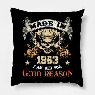 Skull Made In 1963 I Am Old For Good Reason Pillow