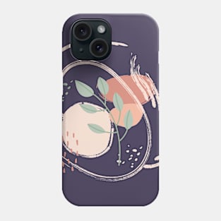 Abstract shapes dots and lines plant leaves earth colors digital design illustration Phone Case