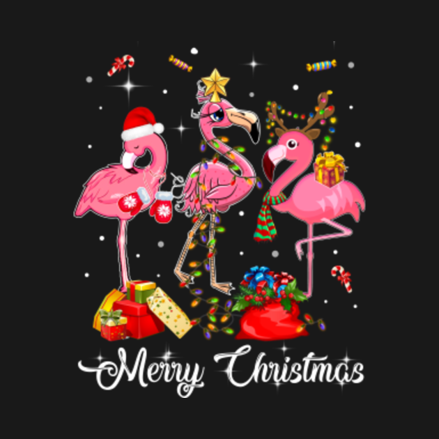 Cute Flamingo Merry Christmas Gift - Flamingo - T-Shirt | TeePublic