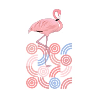 Retro Shapes Midcentury Modern Style Flamingo T-Shirt