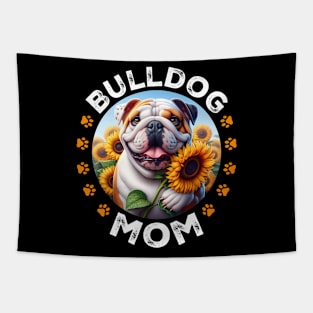 Funny Bulldog Mom Sunflower English Bulldog Lovers Mama Cute Tapestry