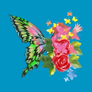 Butterfly Rose Design T-Shirt