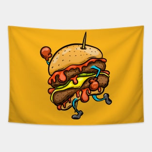 Fast Food Beef burger Hamburger Cheeseburger Cartoon Character Tapestry