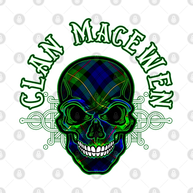 Scottish Clan MacEwen Tartan Celtic Skull by Celtic Folk