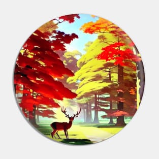 Deer in maple forest Pin