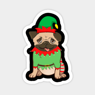 Pug In Elf Costume Christmas Magnet