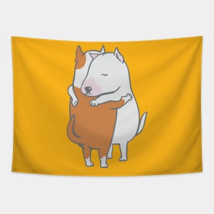 Bull Terrier Hugs Tapestry