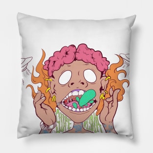 Super dope brain is on fire cartoon illustration Pillow