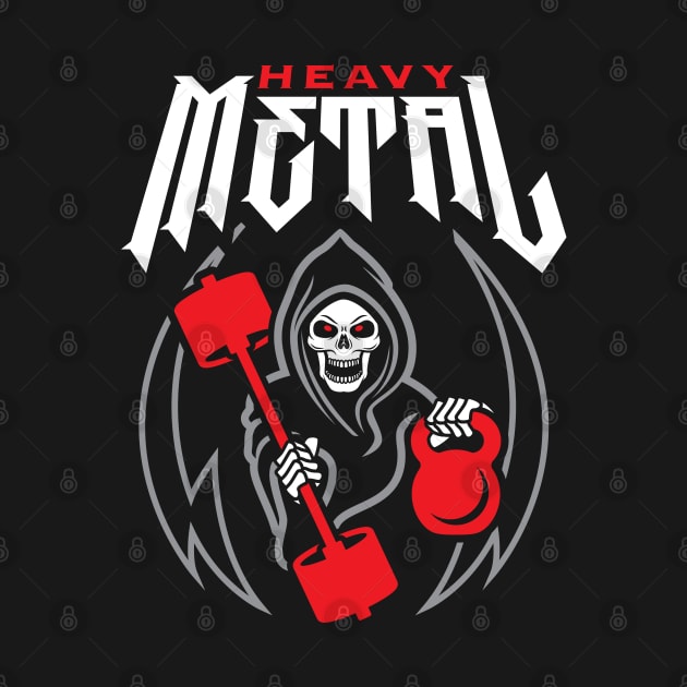 Heavy Metal (Gym Reaper Kettlebell & Barbell) Funny Fitness Pun by brogressproject