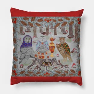 Owl Tea Party Pillow