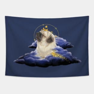 Starry night pug Tapestry