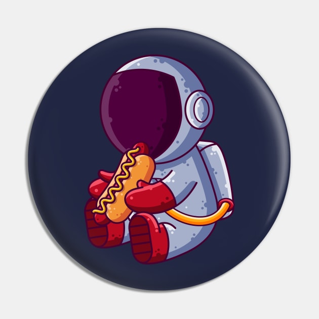 Cute Astronaut Eating Hot Dog Cartoon Pin by Ardhsells