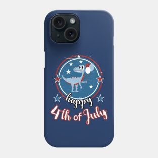 Happy 4th of July Cute Patriot Dinosaur Phone Case