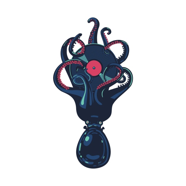 Octopus with a vinyl record by Kazanskiy