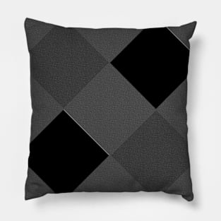 Black and grey checked textured pattern Pillow