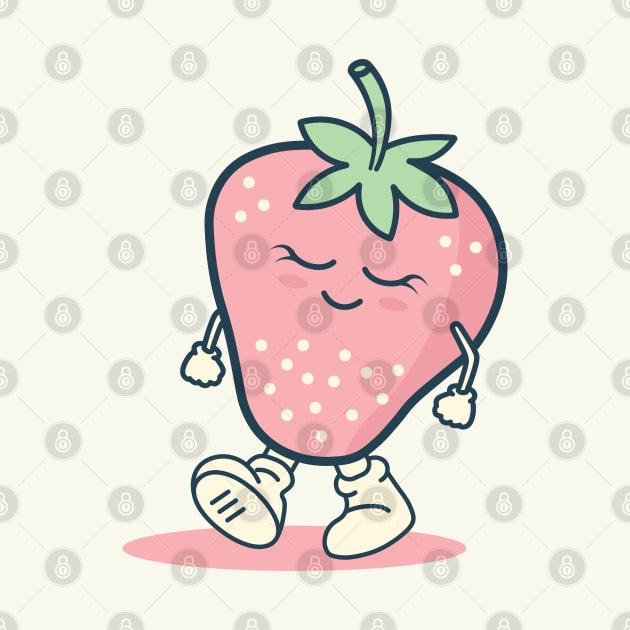 Cute Strawberry Character Kawaii by kolakiss