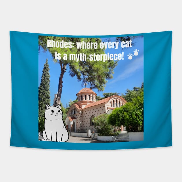 Rhodes cat Tapestry by Gatoulart