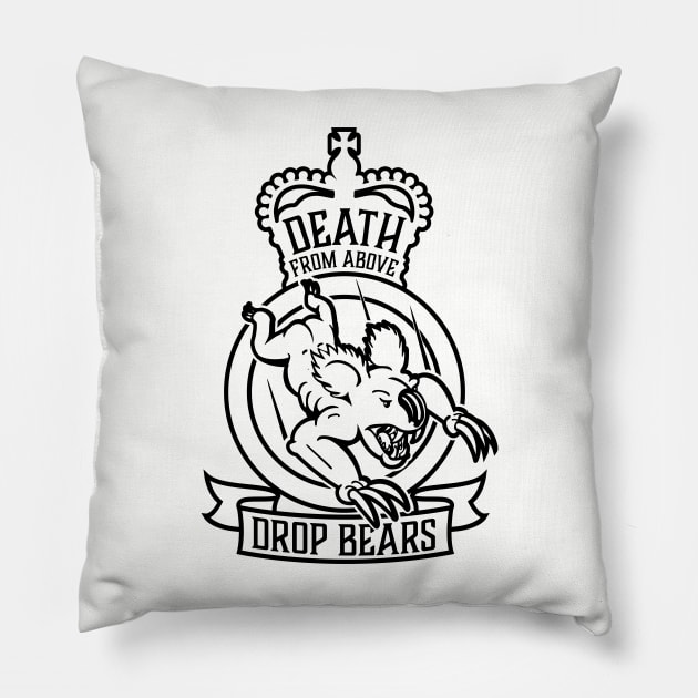 Drop Bears B&W Version Pillow by SteveGrime