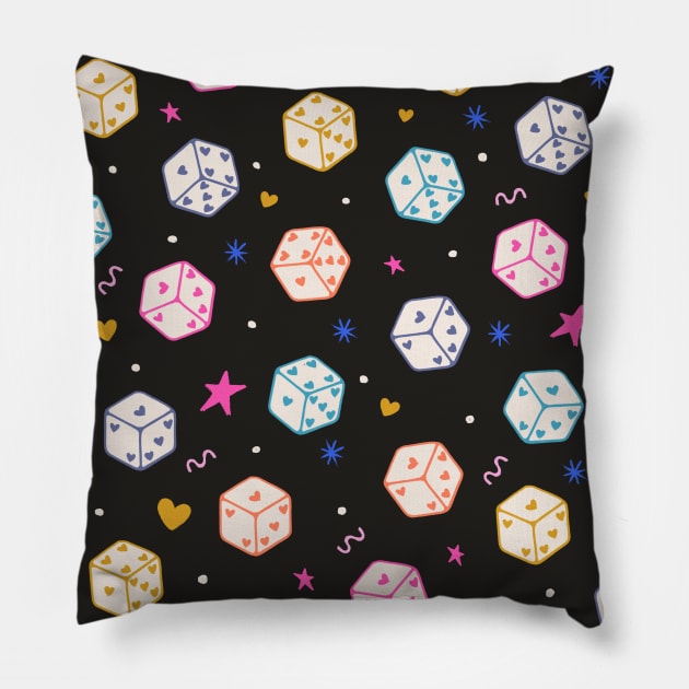 Colorful Dice Pattern (2024) Pillow by cecececececelia