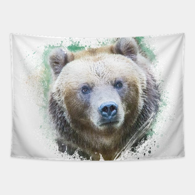 Brown Bear Grizzly Animal Wild Life Jungle Nature Free Adventure Watercolor Tapestry by Cubebox