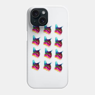 Multicolored Cat Head Pattern Phone Case