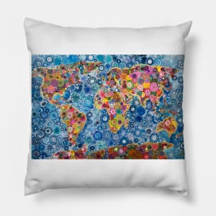 Spirograph World Map, the sequel: a Patterned Spirograph Collage Pillow