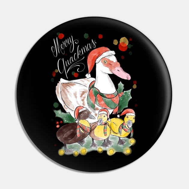 Merry quackmas dark Pin by Jurassic Ink