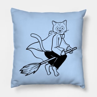 Cat Witch, Halloween Cat Gift, Halloween Witch, Black Cat, Flying Cat Pillow