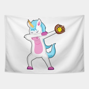 Dabbing Unicorn Baseball Softball Baseball player Tapestry