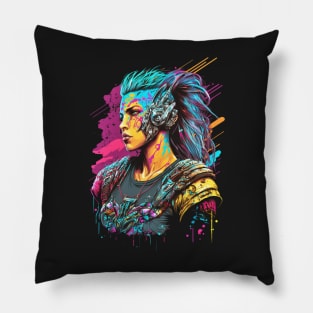 Neon Cyberpunk Viking - V1.18 Pillow