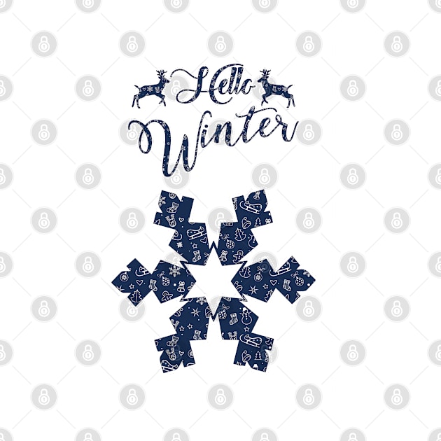 Hello Winter Holiday Christmas & Happy New Year by sofiartmedia