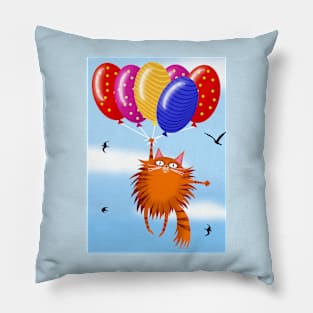 The Cat Balloonist Pillow