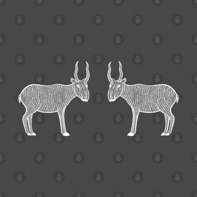 Saiga Antelopes in Love - cute antelope design - dark ...
