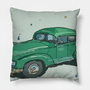 Artistic Illustration of Hudson Automobile Pillow