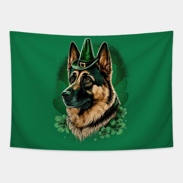 German Shepherd St. Patrick's day Tapestry by JayD World