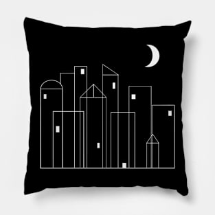 Nightowls (Ghost Town) - Black and White Abstract Pillow