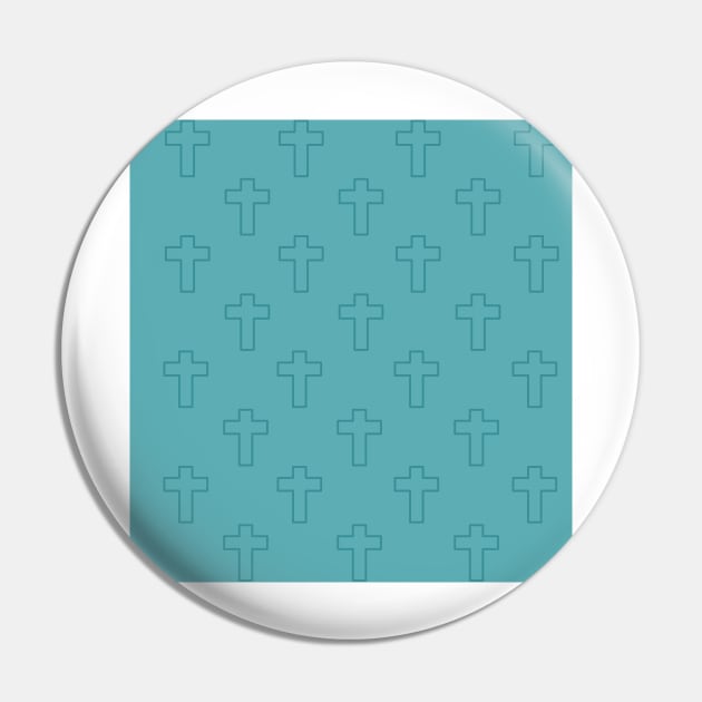 Teal Christian Cross Pattern Pin by JakeRhodes