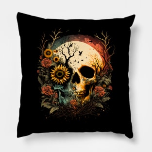 Skull and Flowers #6 Pillow