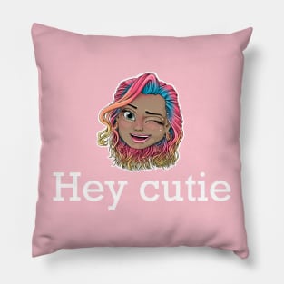 Hey cutie Reva Prisma winking face (white text) Pillow