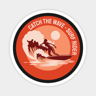 Retro Surfing Girl Catch The Wave Surf Rider Magnet