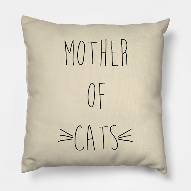 Mother of Cats Handwritten (Black Text) Pillow by WP - Word Play