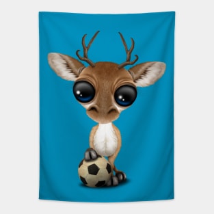 Cute Baby Deer With Football Soccer Ball Tapestry