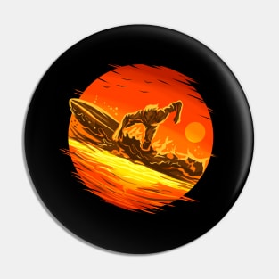 Surfer In The Setting Sun Pin