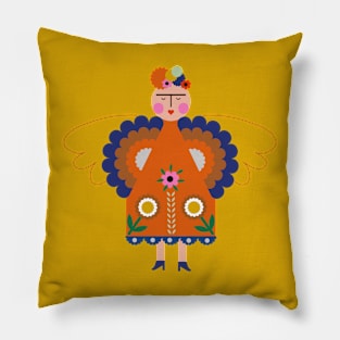 Frida kahlo butterfly feminist mexican painter colorful flowers Pillow