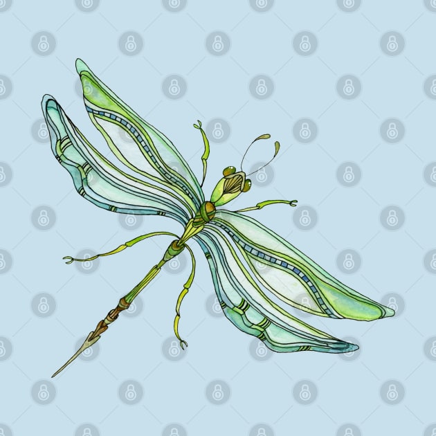 Deco Dragonfly Watercolor by BonnieSales