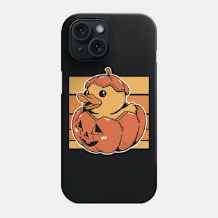 Halloween Jack-o-Lantern Rubber Ducky Retro Stripes Phone Case