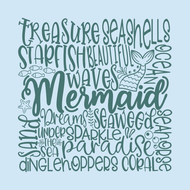 Mermaid Word Cloud by By Diane Maclaine