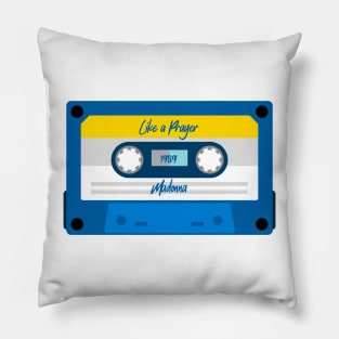 Like a Prayer Classic Blue Cassette Pillow