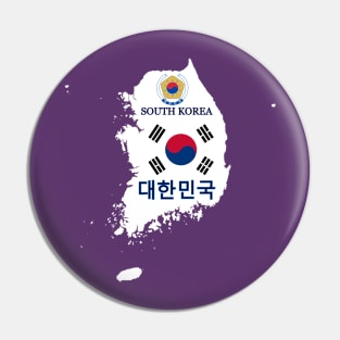 South Korea flag & map Pin
