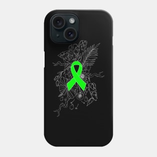 Mental health awareness green ribbon white Phone Case